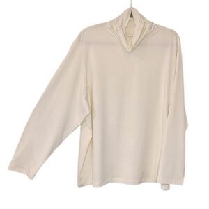 Susan Graver Cream Liquid Knit  Long Sleeve Ruched Turtleneck Size 2X
